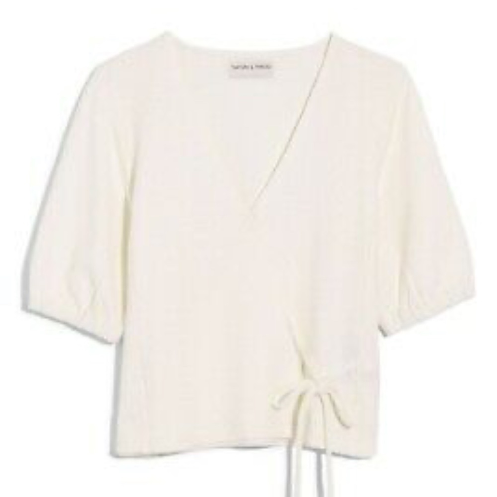 Madewell Texture & Thread Puff Sleeve Wrap Top
